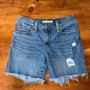 Levi's Blue Distressed Jean Shorts